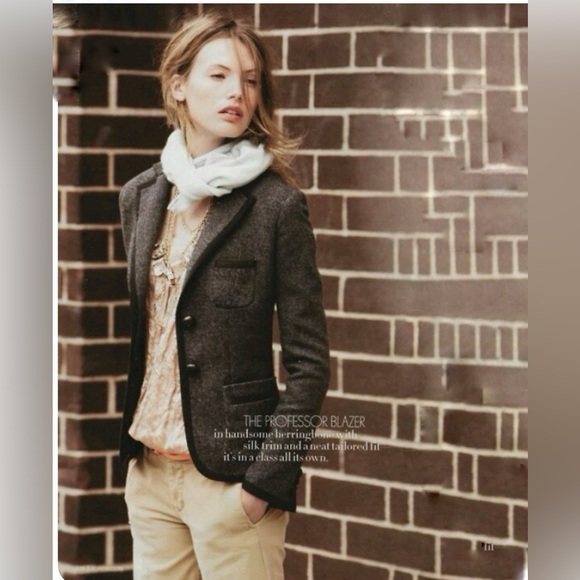 NWT J.Crew Professor Herringbone Grey Wool blazer Academia Preppy Career sz 10 - Picture 2 of 16